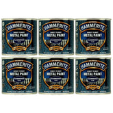 6X Hammerite Hammered Blue Paint 250ml Tin Paint